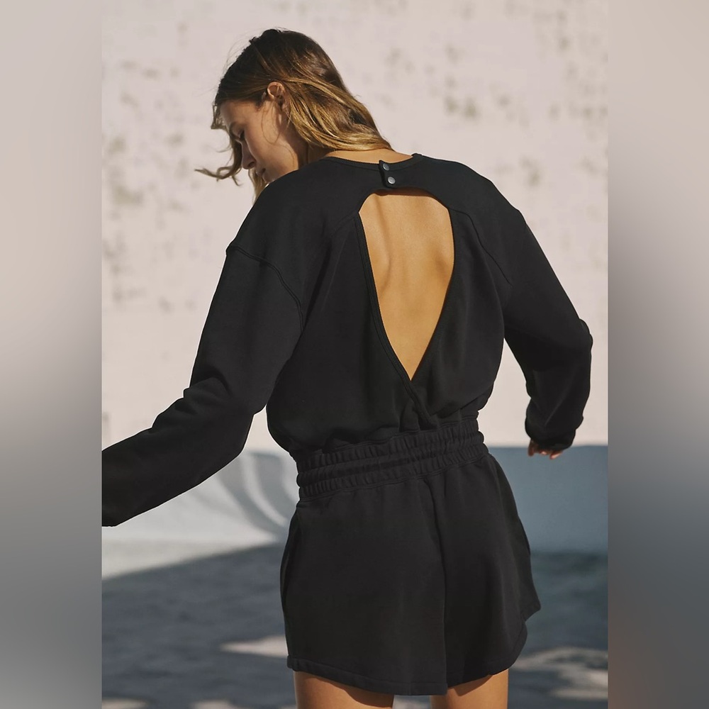 Free People Movement Black Best of Playsuit Long Sleeve Romper Size Small